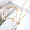 Gold-Plated Zircon Heart Necklace & Bracelet Set with Pearl Moon Pendant – Versatile, High-End Women's Accessories
