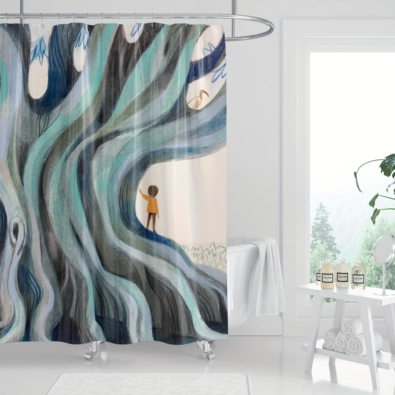 

Nordic Cartoon Artistic Shower Curtain, Digital Print, Machine Washable Polyester,All-Season Bath Privacy & Decor W60H190(CM)-1 Pcs