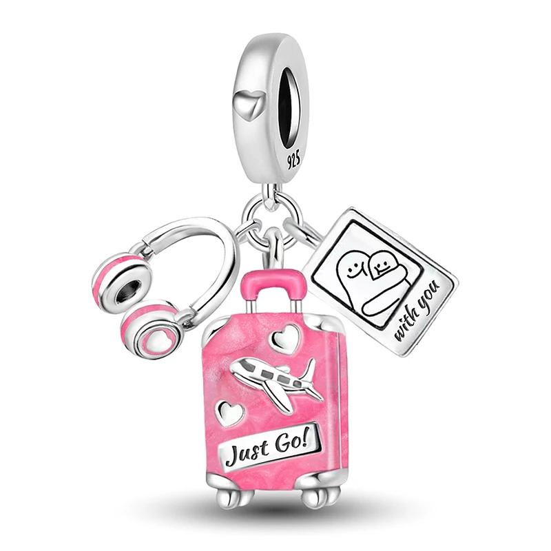 Copper Mushroom Pink Cat Dog Cake Tree Of Life Charms Beads Fit For Original Pan Bracelets Diy Fine Jewelry Gift