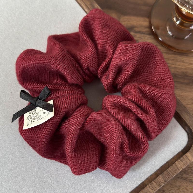 Retro Bows Soft Cotton Hair Scrunchies Fashion Woolen Knitting Headbands Girls Sweet Head Rope Womens Tie Ponytail Rubber Bands
