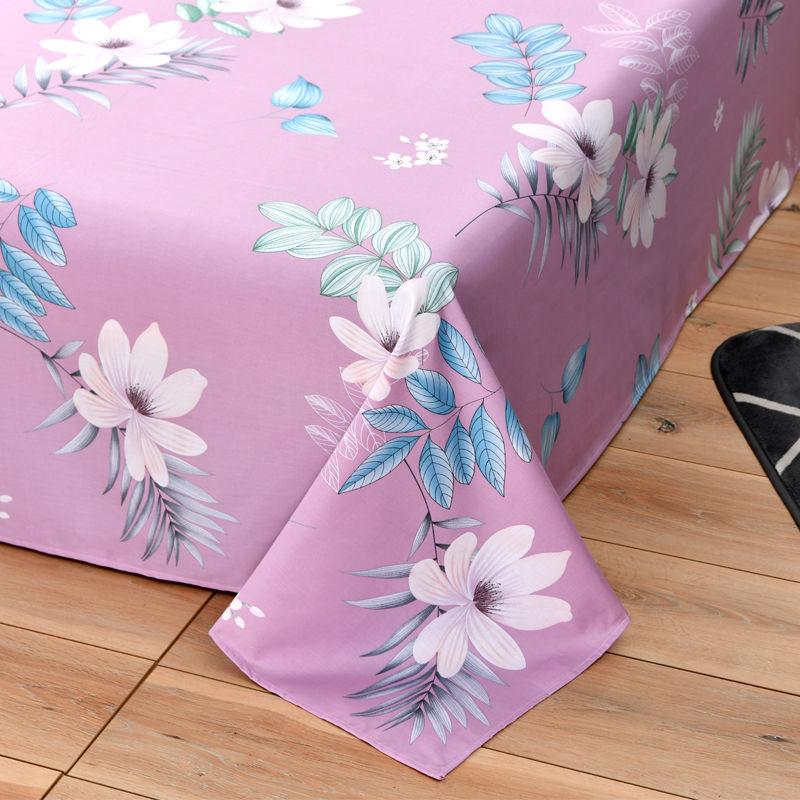 Bed Sheets Cotton and Linen Four Seasons King Queen Size Bedding Flower Printed Flat Sheet Adults Household Mattress Dust Cover