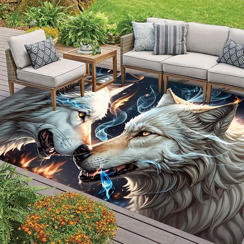 Wolf Pattern Area Rug Stain Resistant Floor Mat Carpet Perfect for Living Room Bedroom and Office Indoor Decor Aesthetic Home
