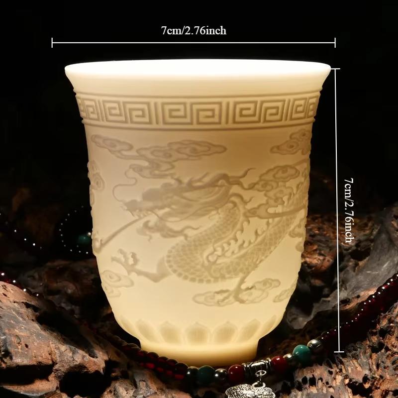 

Chinese White Porcelain Cup Sheep Fat Jade Tea Set Ceramic Tea Cup Master Cup