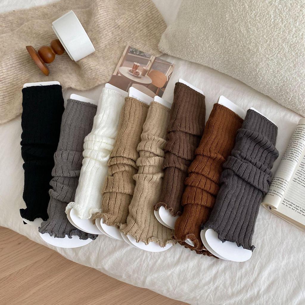 Women's Ruffled Slouchy Solid Color Long Socks, Melard Style, Autumn/Winter, Hot Girl Fashion.