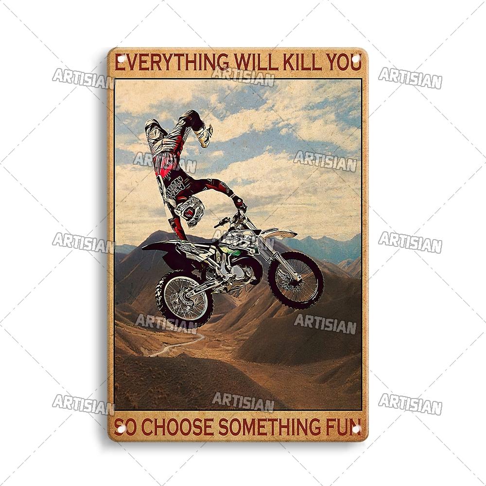 Artisian Riding Metal Plate Motorcycle Tin Sign Motorbike Decorative Poster Wall Decor Garage Bar Pub Club Hotel Cafe Kitchen
