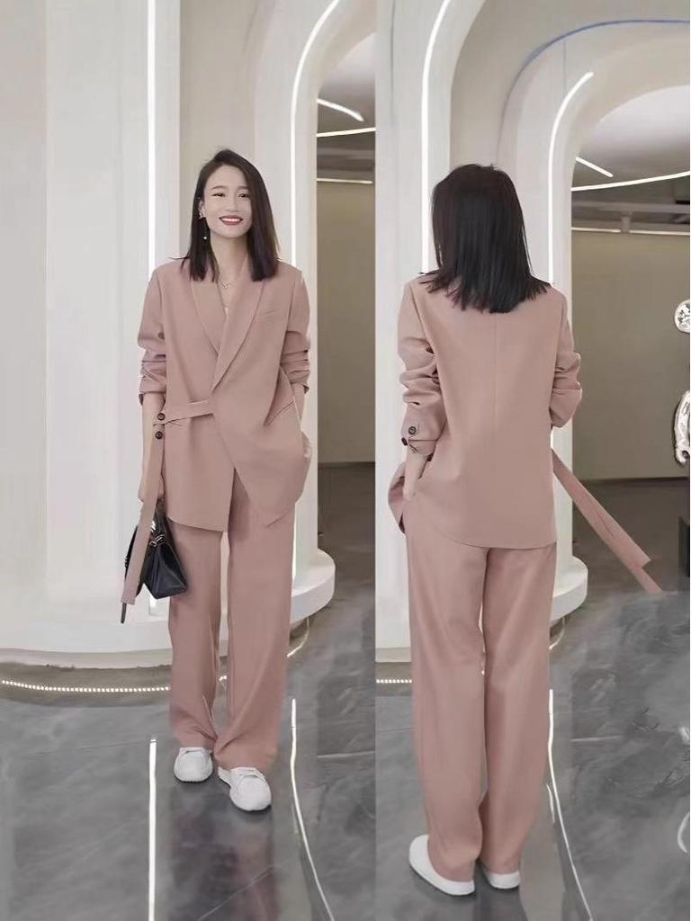 Southeast Asia Women's Plus Size Wide-Leg Pants Two-Piece Set - Spring/Autumn Fashion
