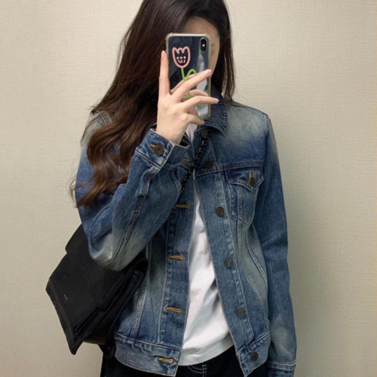 Women s Denim Jacket - 2025 Spring/Autumn Korean Chic Petite Short Style S recommended weight 80-100 kg