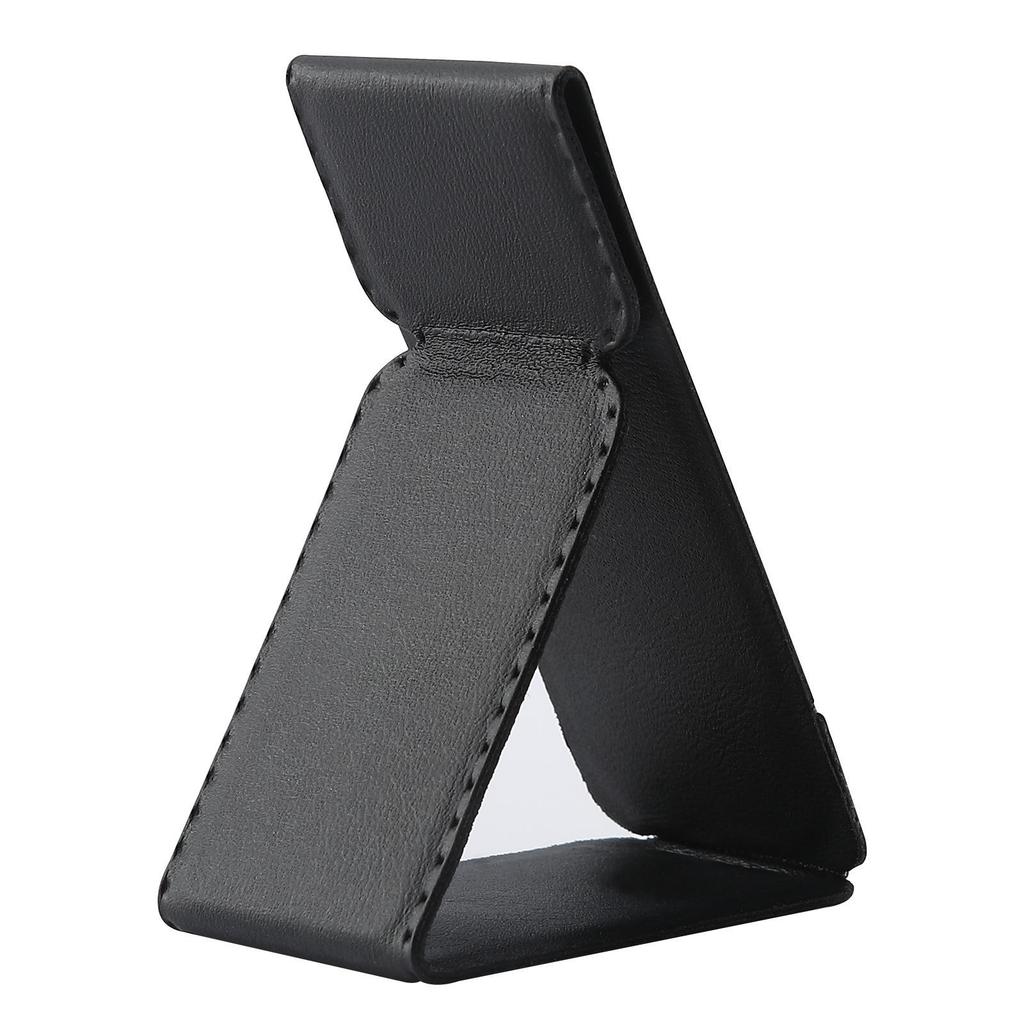 Support de téléphone adhésif compact en cuir - Pliable, Couleur unie, Ajustement universel