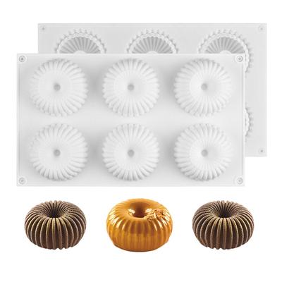 Molde de pastel de 6 cavidades para hornear, utensilios de decoración de pasteles 3d de silicona para hornear, moldes para postres de pastelería de Mousse de gasa