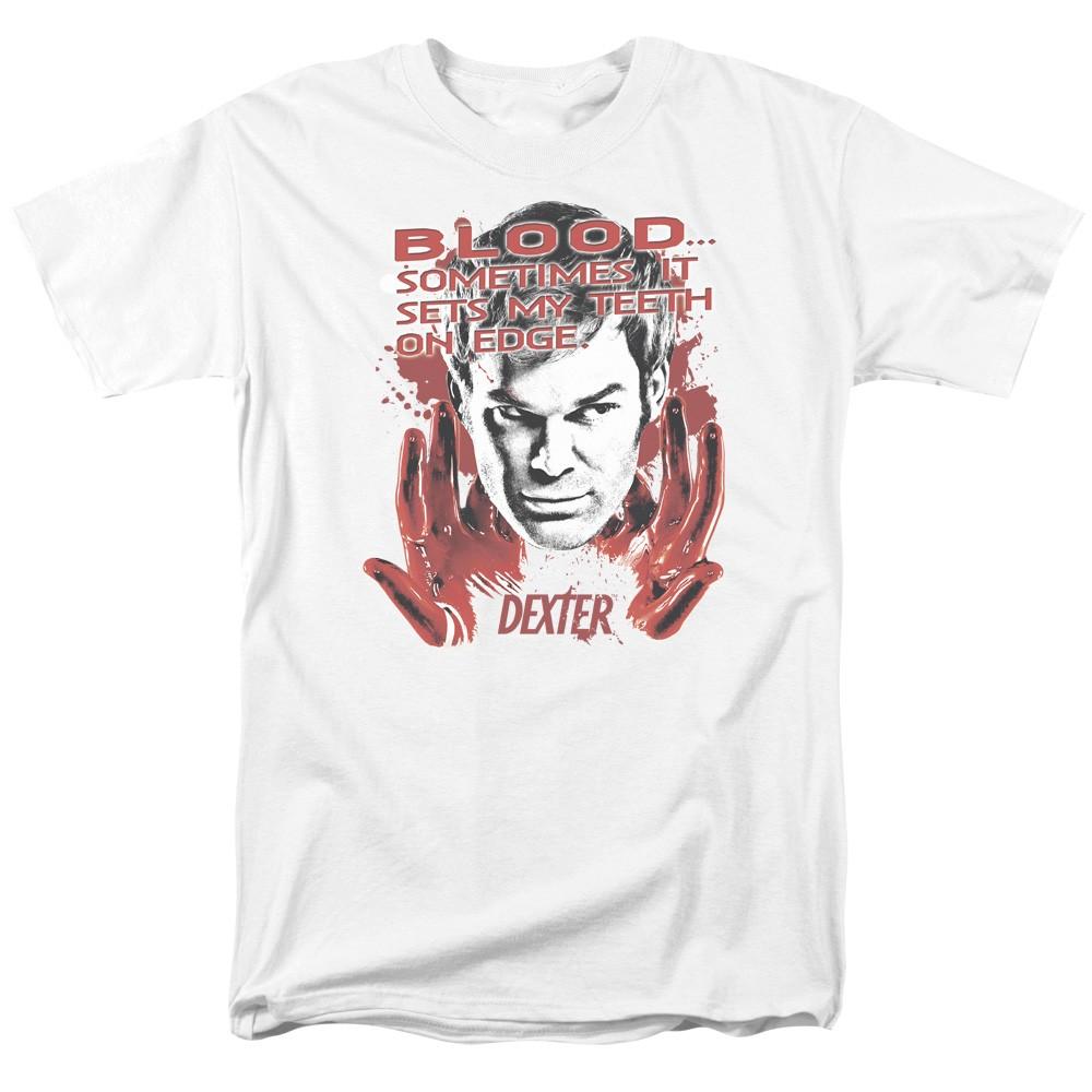 Dexter - Blood - Adult Unisex Short Sleeve T-Shirt - White 2XL