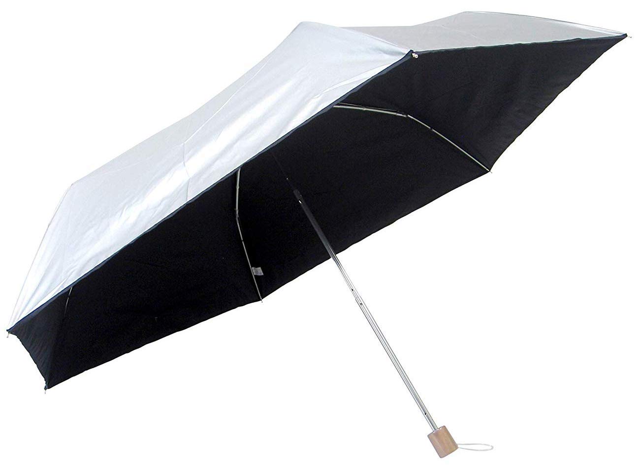 

60cm mini folding umbrella with exterior and fiberglass construction for all weather conditions black Lightweight, 3-section, silver-coated (silver чёрный