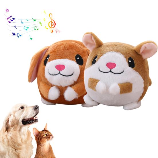 Interactive Barking Plush Dog Toy Ball Built-in Music Sound Making USB Rechargeable Detachable Jumping Dog Toy