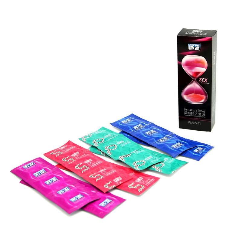Small Condom 49mm 24 Pcs/Pack 4 Types Four In Love Nautural Latex Dots Pleasure Rubber Penis Condoms for Men