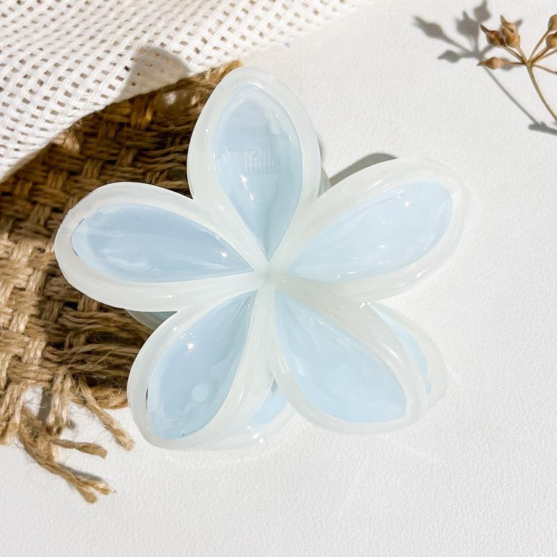 Colorful Contrasting Frangipani Hairpins Flower GrabbersSweet Back of The Head Updo Shark Hairpins