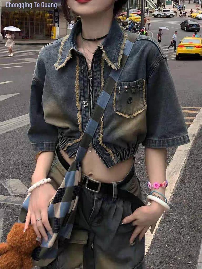 2025 Autumn American Retro Brushed Denim Jacket & Niche Design Workwear Pants