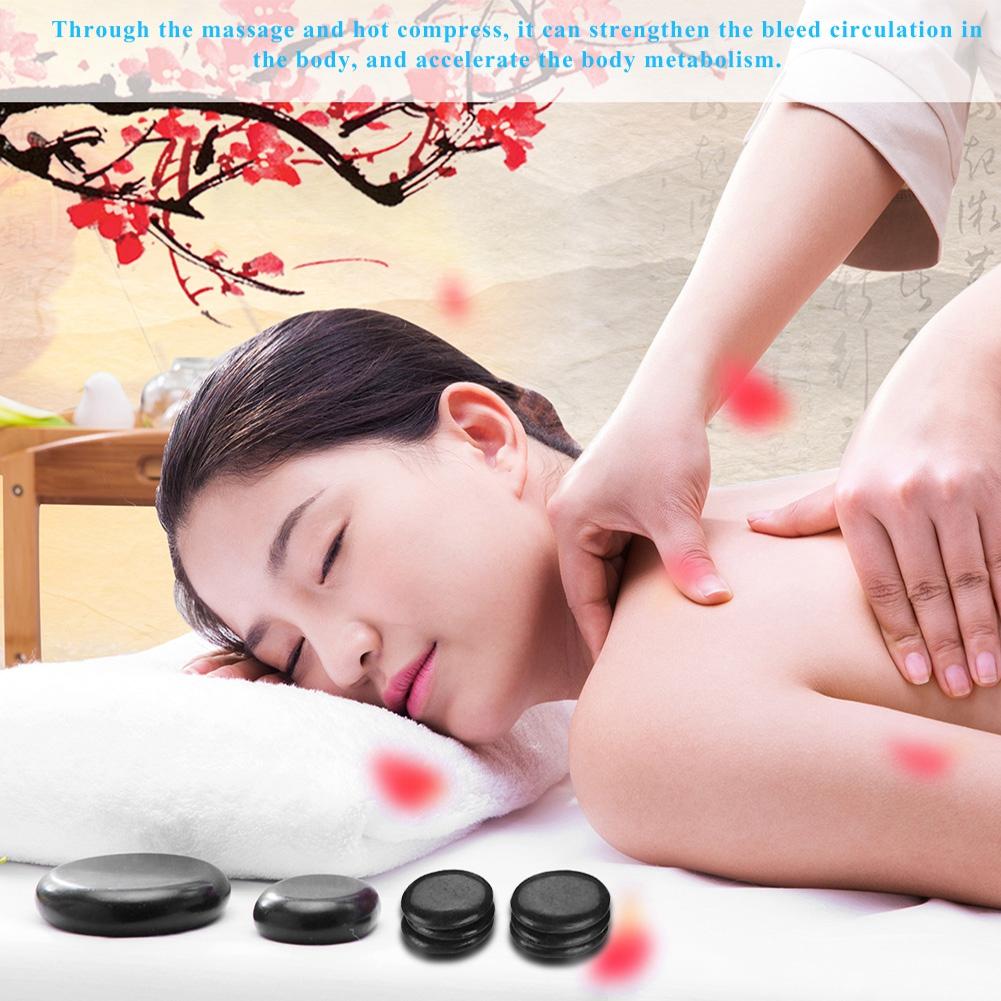 16Pcs/Box Hot Spa Black Basalt Circle Oval Shape Stone Essential Oil Volcanic Massage