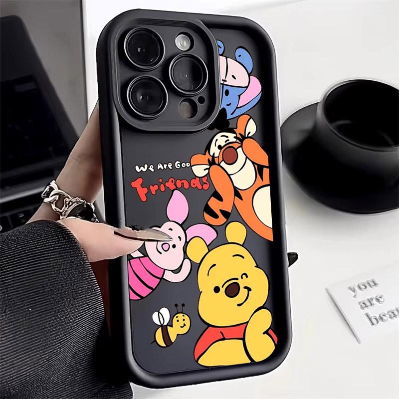 Winnie Pooh Friends Cute Phone Case For iPhone 17E 11 12 13 14 15 16 17 Pro Max Fundas 17 Air Plus 16e Mini Silicone Back Cover
