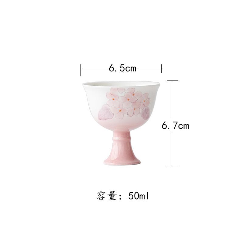 

2pc/lot Hand-painted Cherry Blossom High-foot Teacup Retrotea Bowl Jug Tea-tasting Personal Cup Jianzhan Master Cups Teaset 50ml As Your Choose