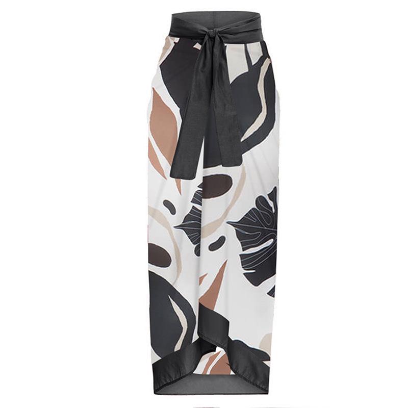 

Юбка миди с европейским и американским праздничным принтом - Повседневная пляжная юбка для женщин One Size бежевый