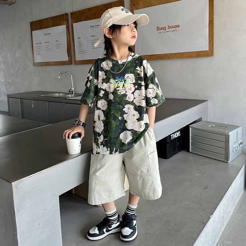 Boys' Short Sleeved T-shirt for Summer 2026, New Big Children's Summer Outfit, Pure Cotton Half Sleeved Top, Boys' Summer T-shirt