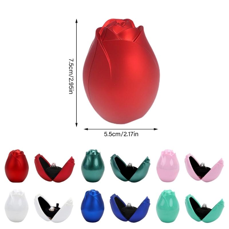 Double Opening Rose Shaped Pendant Box Velvets Lined Engagement Ring Holder Stylish Jewelry Organizer with Soft Interior