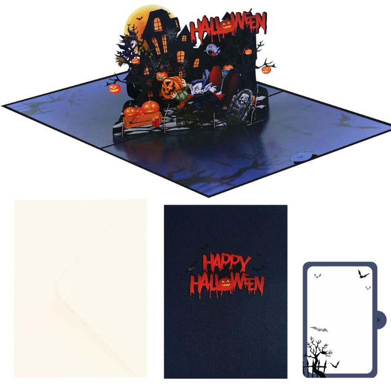 Vampires Theme 3D Standing Halloween Greeting Card Invitation Card For Eerie Celebration And Home Decoration