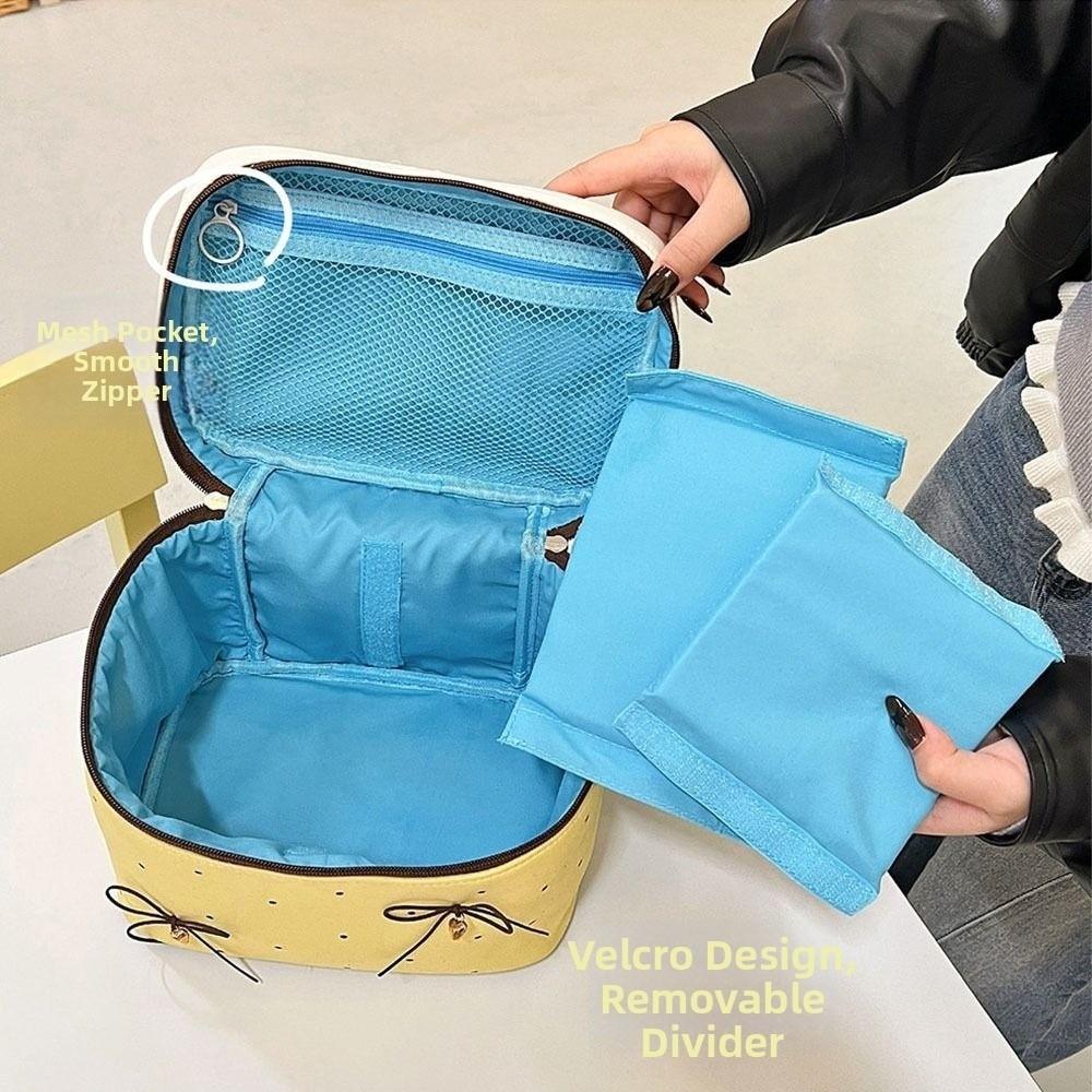 Neue Schleife Polka Dots Make-up-Aufbewahrungstasche Wasserdichte Multifunktionale Reise-Aufbewahrungstasche Handgehaltene Kosmetiktaschen