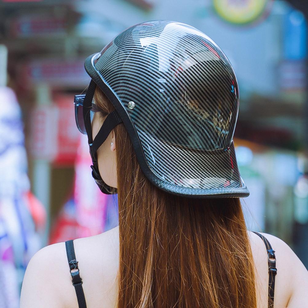 Retro Motorcycle Half Helmet with Adjustable Nylon Chin Strap Scoop Helmet Electric Car Helmet