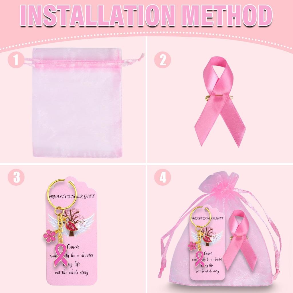 Breloc Broșă Panglică Roz Conștientizare Cancer Mamar - Cadou de Îngrijire și Încurajare pentru Femei