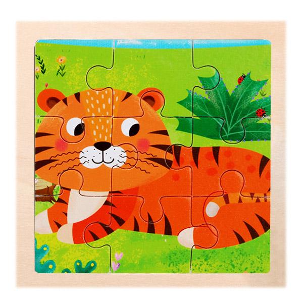 New 9 Piece Montessori Wooden Puzzle Cartoon Dinosaur Transportation Jigsaw 3d Puzzle Early Learning Educational Toys for Kids