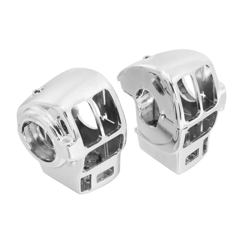 2PCS Black/Chrome Handlebar Switch Housing Covers for Harley Road King Electra Glide FLHT 1996-2013 Motorcycle