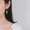 Retro Court Style Sea Blue Topaz Flower Water Droplet Shape Dangle Earrings for Women Luxury Temperament Piercing Jewelry Gifts
