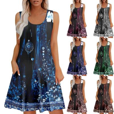 Women's Casual Sundress With Pockets Summer Boho Beach Dress Holiday Hresses For Women Tank Dresses