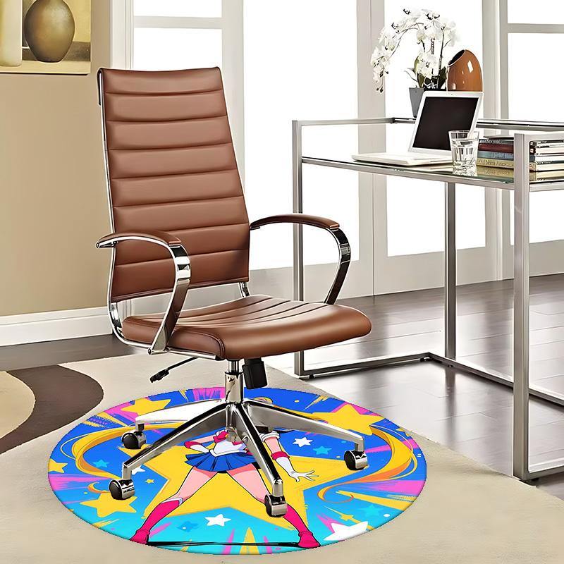 

1pc Sailor Moon Anime Cartoon Design Round Carpet Office Chair Mat, NonSlip Rug for Home Decor, Living Room, Bedroom 80cm
