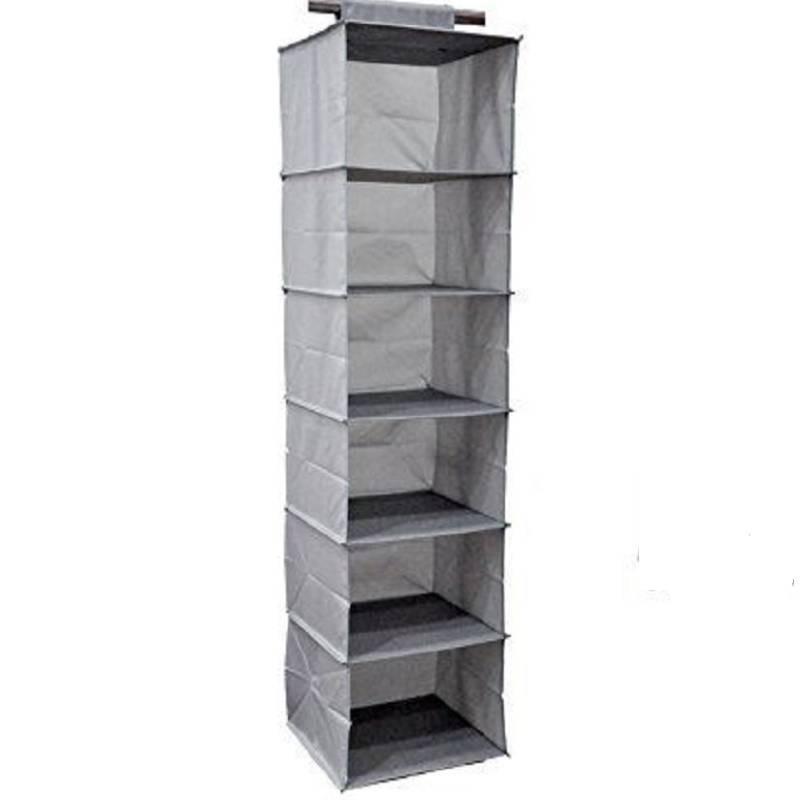 Layer 6 Shelf Closet Hanging Clothes Shoes Storage Rack Organizer Pocket Hanger