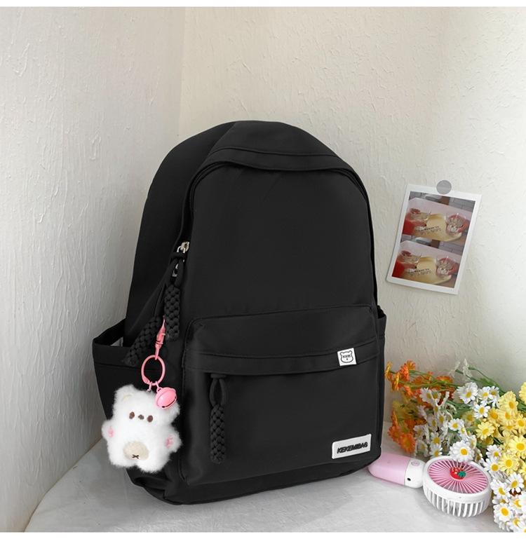 Schoolbag Fashion Korean Version Ins Backpack Female Junior High School Student Schoolbag College Style Large Capacity Solid Color Casual Backpack