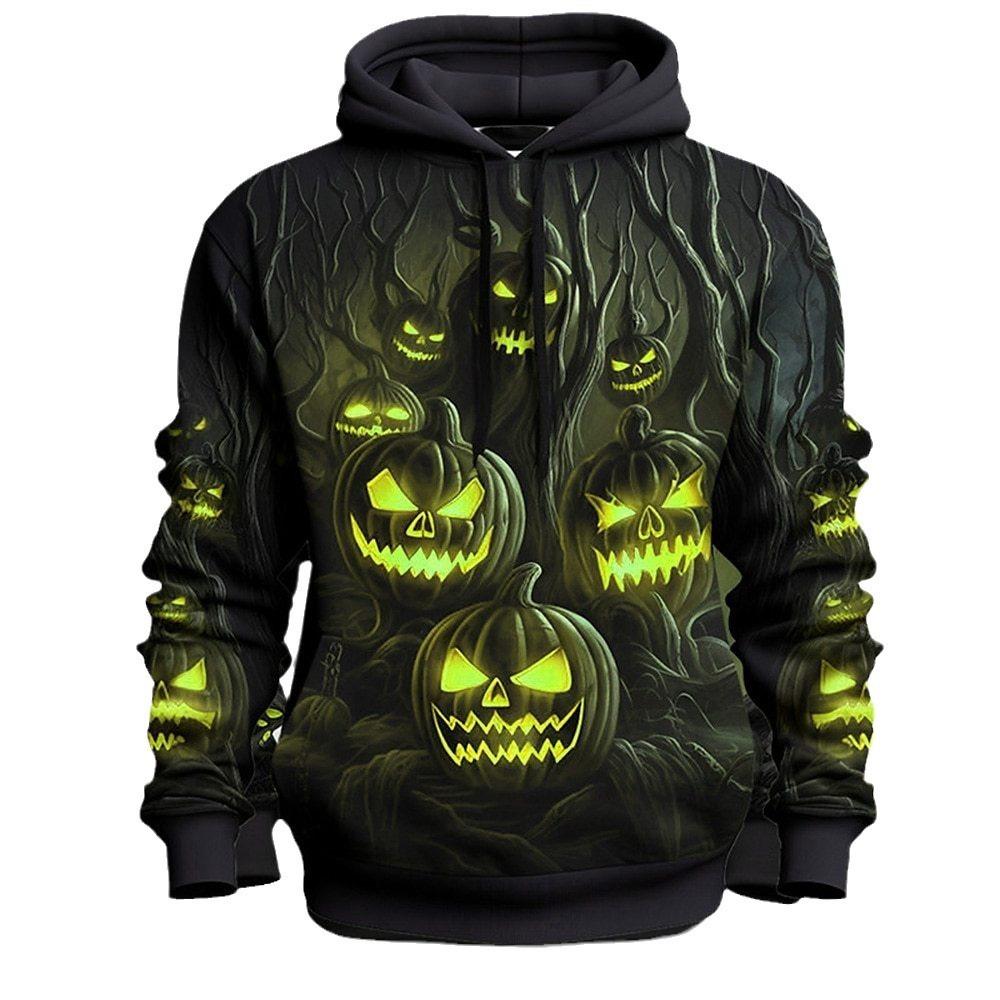 Halloween Series Pumpkin 3D Digital Printed Men's Personalized Trendy Hoodie Sweatshirt