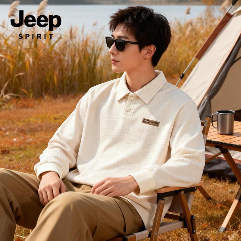 JEEP SPIRIT Men s Casual Loose Fit Long-Sleeve Polo Shirt 4XL