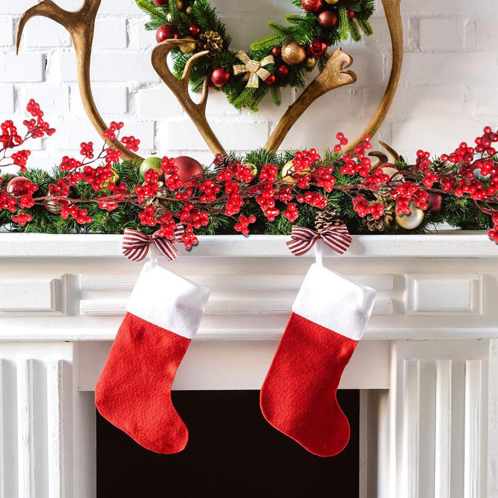 Red Berry Christmas Garland Multi-Purpose Holly Berries Artificial Garland Christmas Decoration Wreath Outside Winter Wall Decor