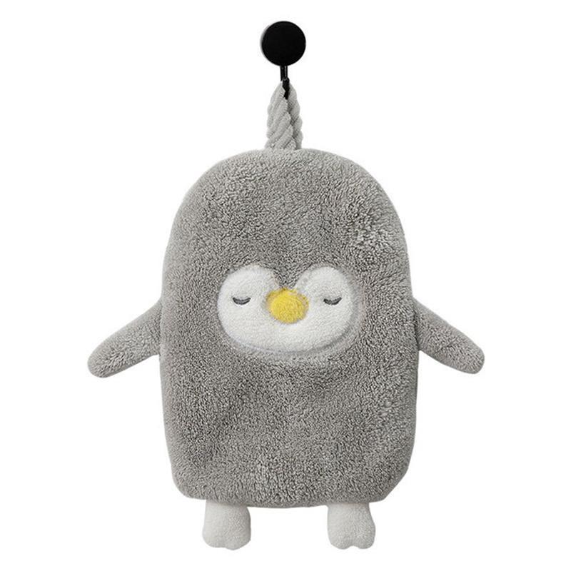 Cartoon Penguin Microfiber Towel Super Absorbent Hand Towel Soft Coral Kitchen Cleaning Cloth Hanging Type Kids Bathing Towels