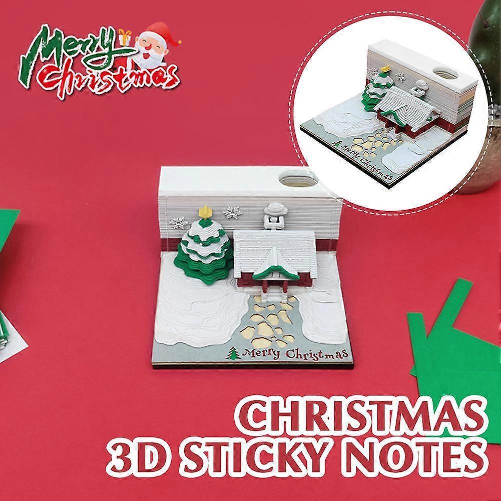 Merry Festival 3D Model Notepad Paper Cube Sculpture 3D Memo Pad Color Sticky