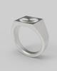 Reneobjet Sig Radial Raised Square Ring [925 Sterling Silver] Signet Ring