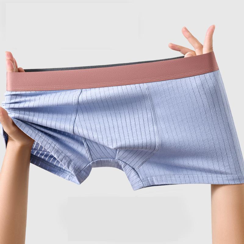 Men's Underwear Cotton Striped Sports Breathable Flat Corner Pants Loose Plus Size Men's Four Corner Shorts