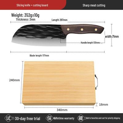 Zhi Shi Hand-Forged Wenge Wood Cleaver and Cutting Board Set