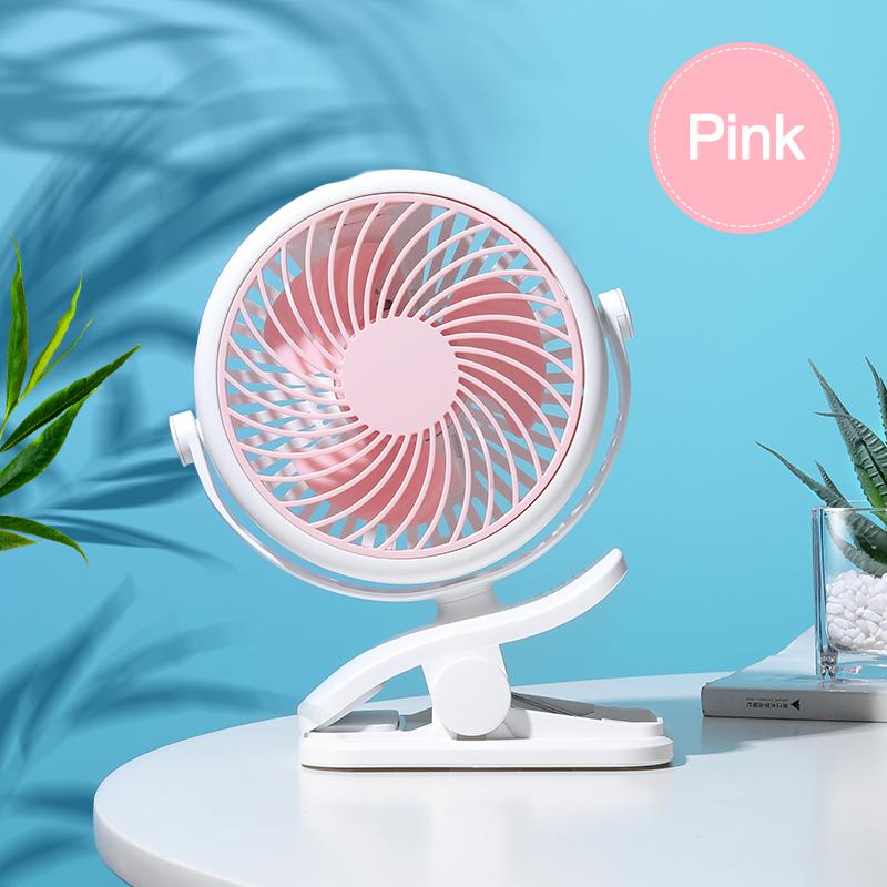 

Перезаряжаемый мини-настольный USB-вентилятор охлаждения, летний вентилятор с воздушным охлаждением, 3-скоростной настольный вентилятор с зажимом розовый