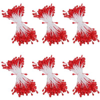 Flower Pep Red Flower Material Pearl Pep Artificial Flower Core Pep Diameter 3mm Length Artificial Flower Stamen 150 Pieces X 6 Bundles Red Approx.