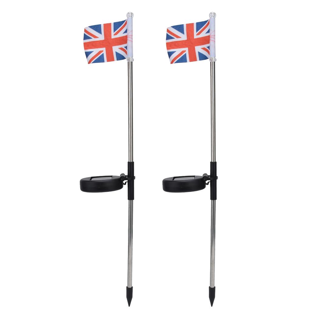 2PCS Solar UK Flag Light LED Solar Garden Lawn Lamp for Outdoor Landscape Decoration White Light