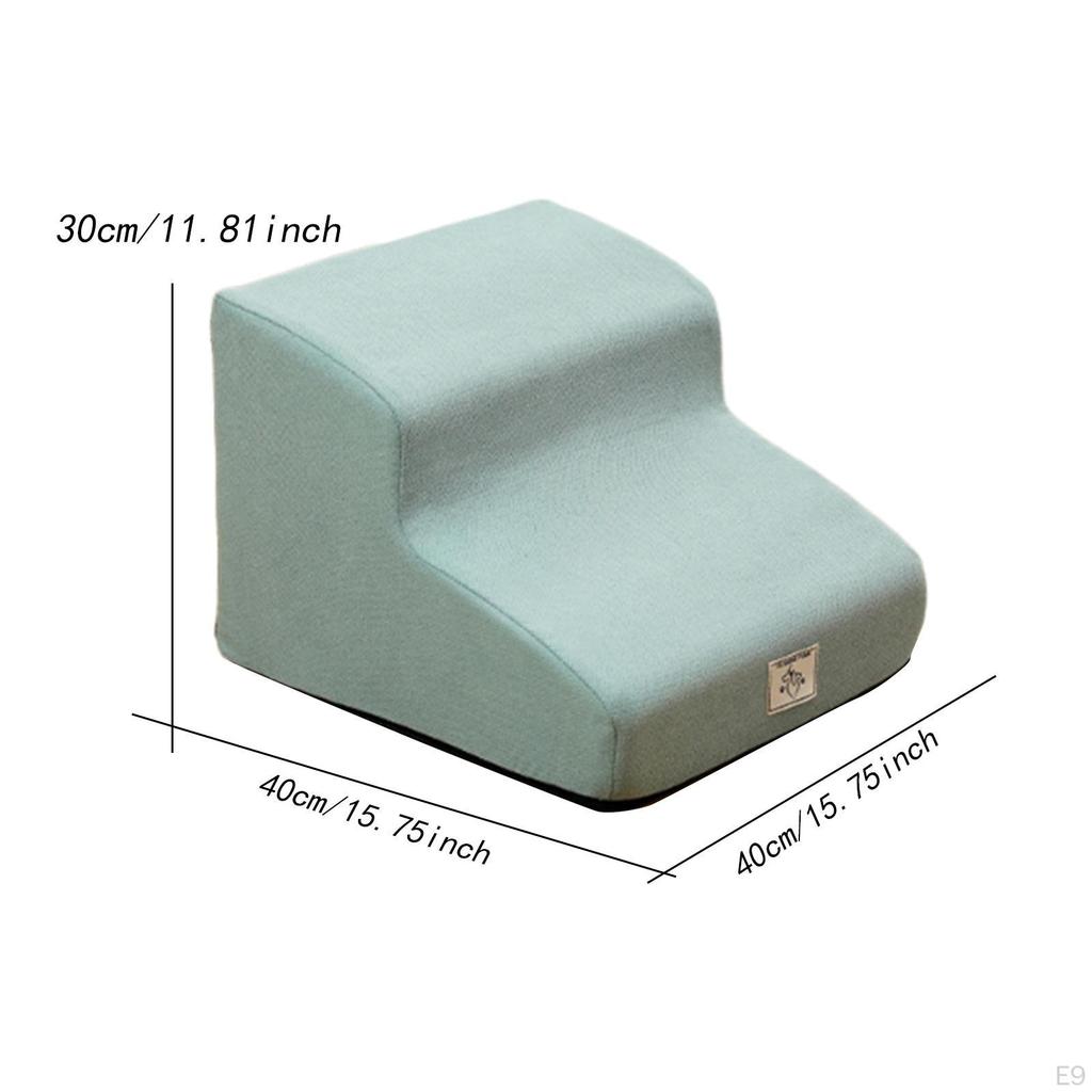 Dog Stair 2 Steps Ladder Portable Non Slip Removable Washable Cover Pet Stairs for Older Dogs