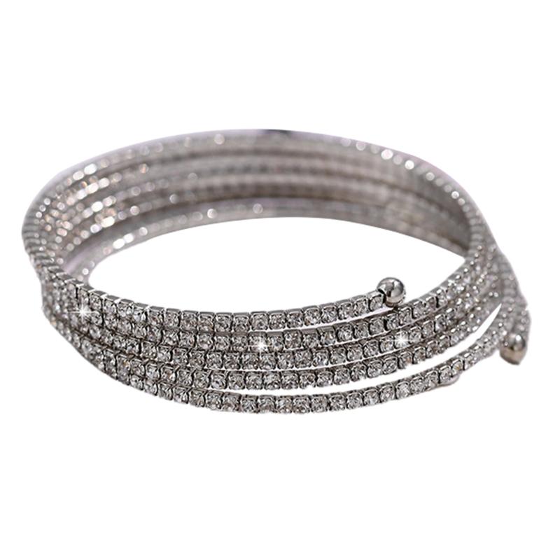 Rhinestone Arm Cuff for Women Hip-pop Armlet Bangle Bracelet for Girls Women Punk Glistening Retro Arm Cuff Jewelry