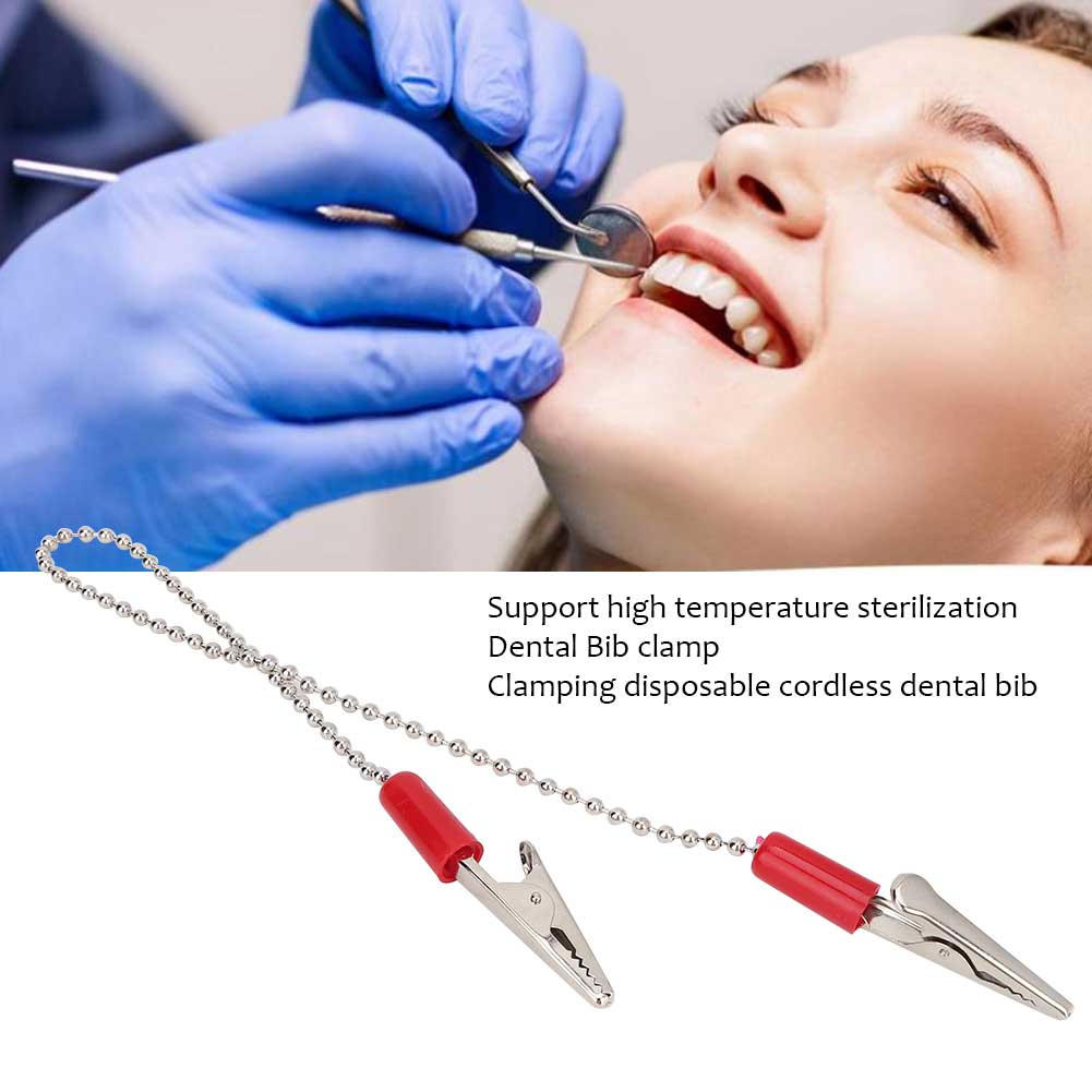 5pcs Dental Lab Bib Clip Napkin Holder with Flexible Steel Ball Chain Dentist Supplies